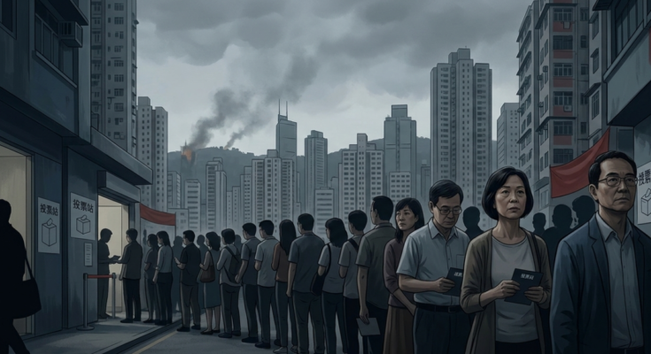 Hong Kong election scene showing the impact of tragedy on voter participation