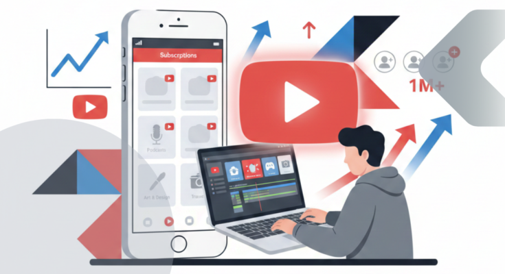 YouTube content creator workspace representing popular channel ideas