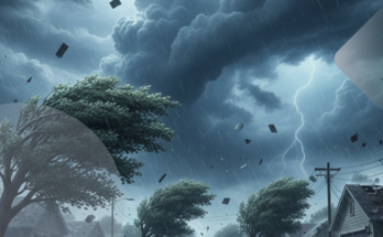 Severe storm with strong winds reaching 140 km per hour affecting the region