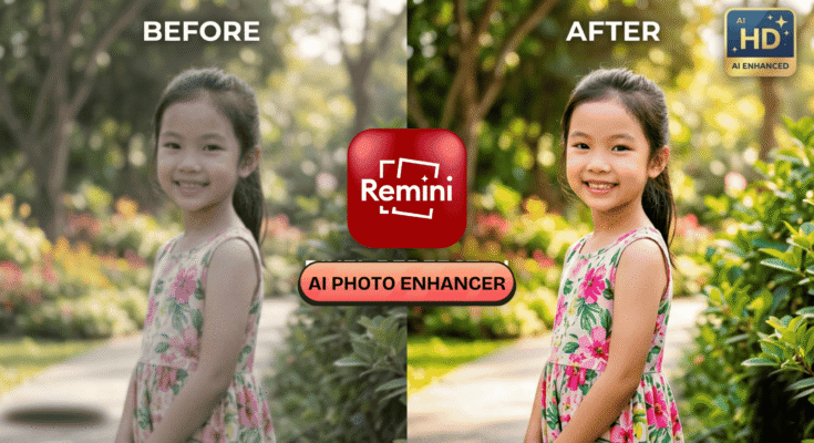 before and after photo enhancement of Asian girl using AI photo editing app