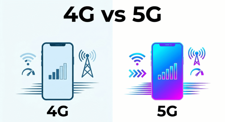 4G vs 5G comparison showing speed and network difference