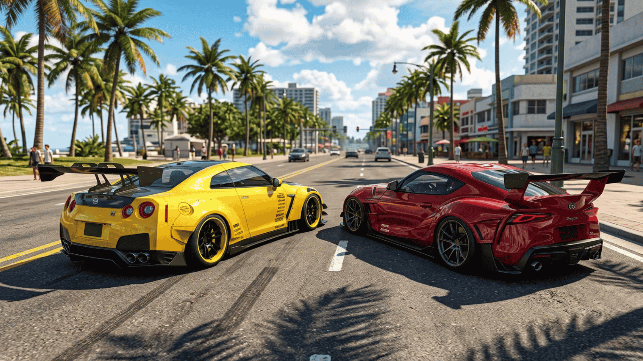 Customized sports cars in Custom Cars Online Drive showing advanced vehicle upgrades and tuning options