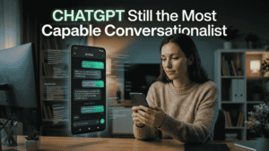 Person using ChatGPT on an Android smartphone with AI conversation effects representing advanced communication and problem-solving capabilities.