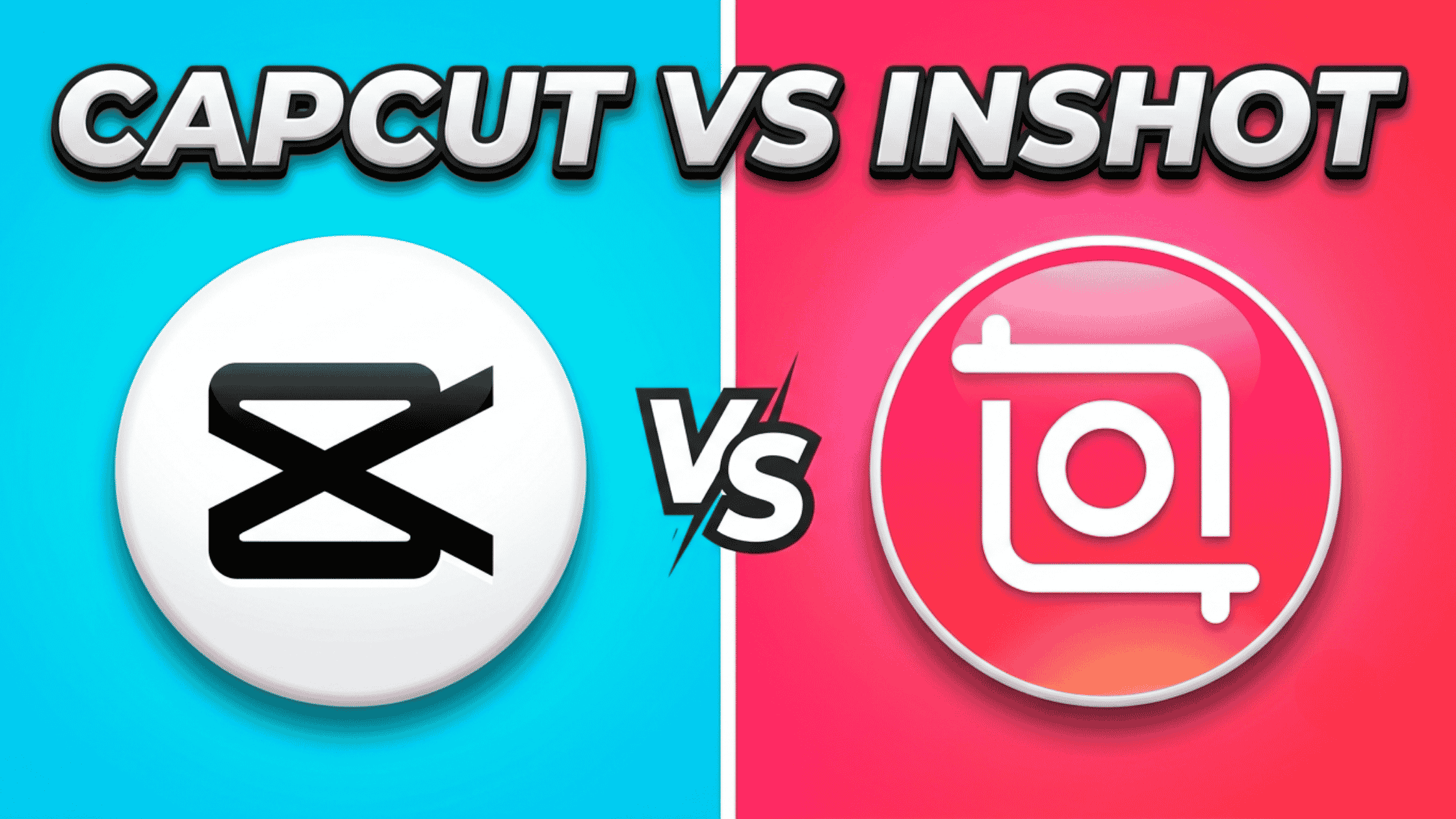 Comparison thumbnail showing CapCut and InShot logos side by side with a VS symbol on colorful backgrounds.